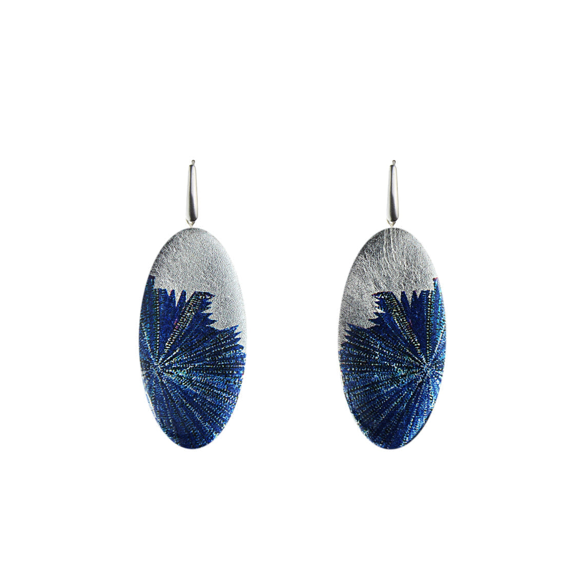 DANDLE DROP WOMAN SEA STORY STATEMENT XXL BLUE OVAL EARRINGS - SD313