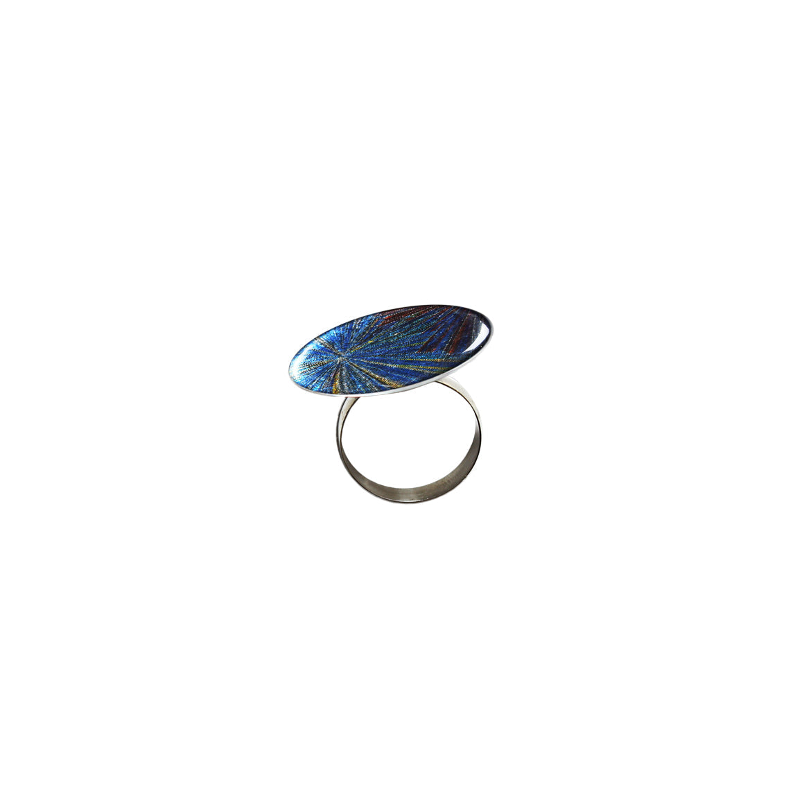 WOMAN SEA STORY BLUE STATEMENT ADJUSTABLE RING - SD325