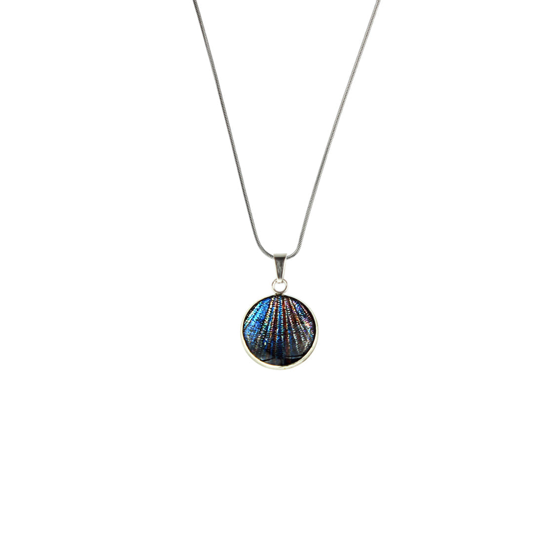 WOMAN SEA STORY BLUE XS CIRCLE PENDANT ON A CHAIN NECKLACE - SD314 - in Circle Box