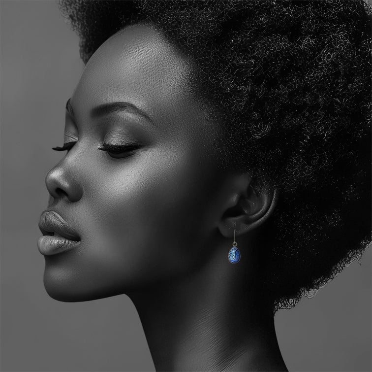 KIRSTY MINA BLUE DANGLE XS DROP EARRINGS - M042 - in Circle Box