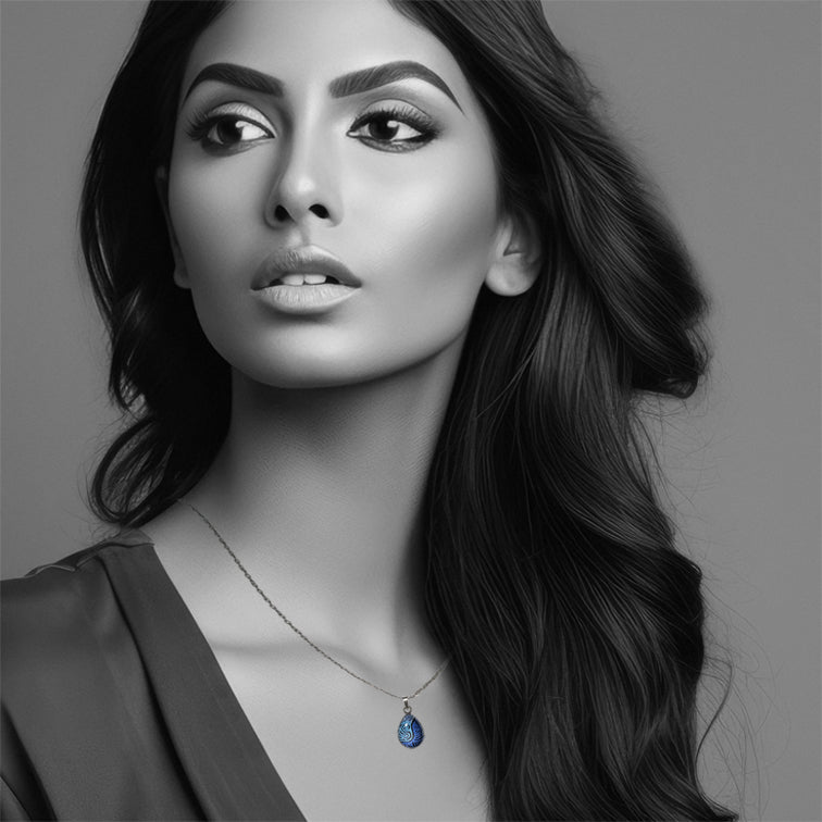 KIRSTY MINA BLUE XS DROP PENDANT ON A CHAIN NECKLACE - SD409S - on Satchel