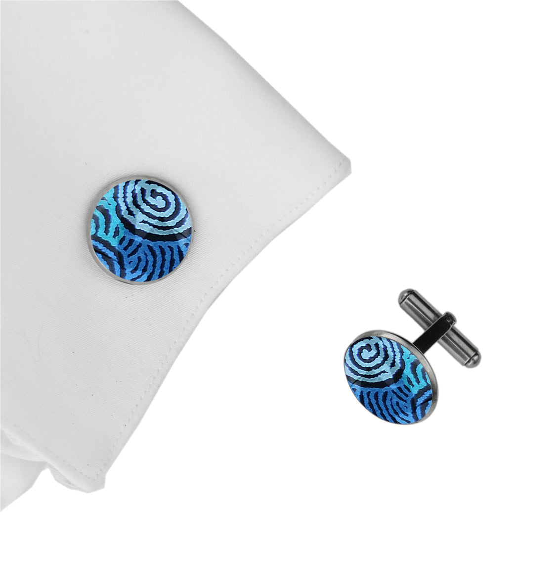 KIRSTY MINA BLUE CIRCLE ELEGANT CUFFLINKS - M121