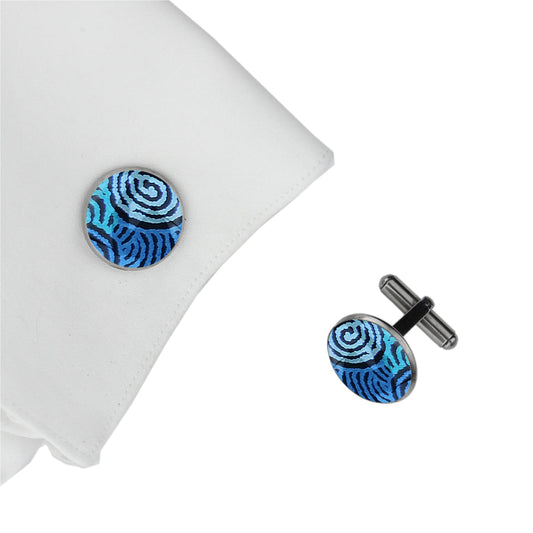 KIRSTY MINA BLUE CIRCLE ELEGANT CUFFLINKS - M121