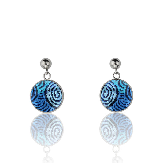 KIRSTY MINA BLUE DANGLE DROP CIRCLE EARRINGS - M092S - on Satchel