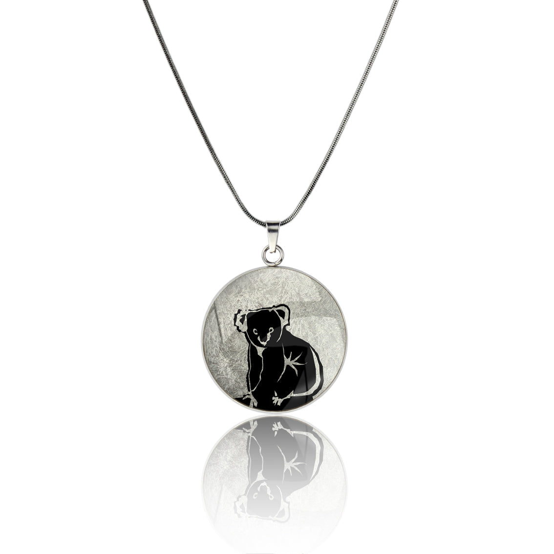 KOALA CIRCLE PENDANT ON A CHAIN NECKLACE - MFY240S - on Satchel