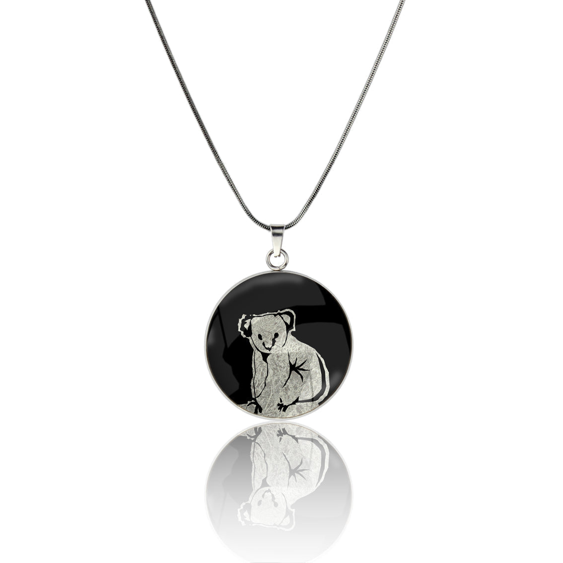 KOALA CIRCLE PENDANT ON A CHAIN NECKLACE - MFY240S - on Satchel