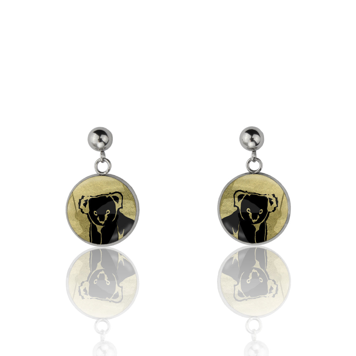 KOALA CLOSE-UP DANGLE DROP CIRCLE EARRINGS - MFY237 - in Circle Box