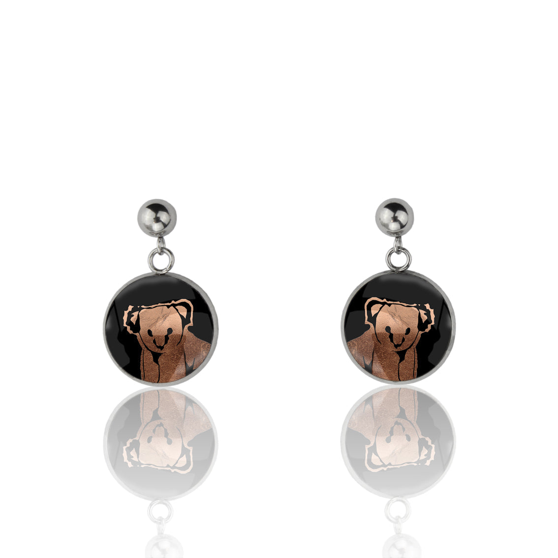 KOALA CLOSE-UP DANGLE DROP CIRCLE EARRINGS - MFY237 - in Circle Box
