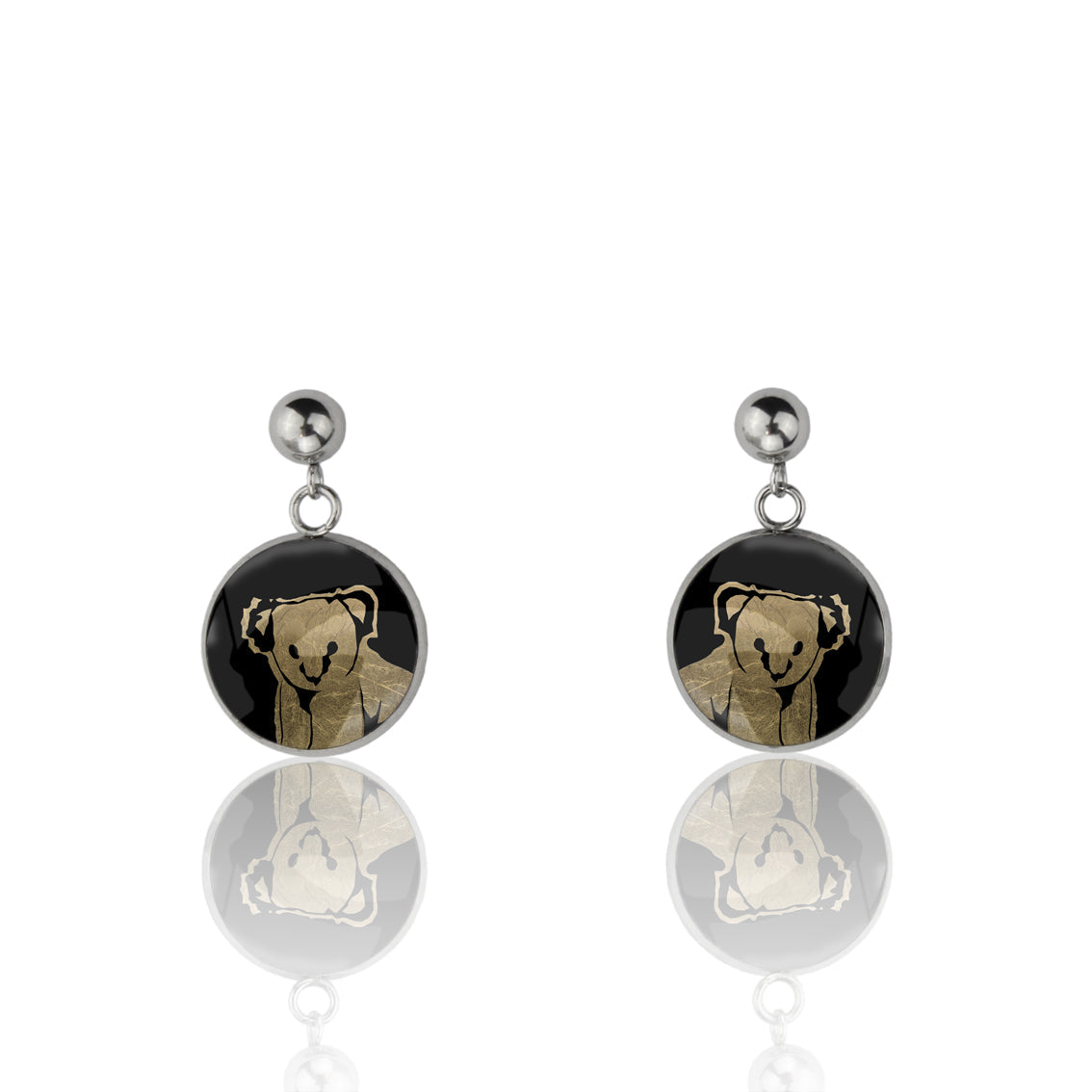 KOALA CLOSE-UP DANGLE DROP CIRCLE EARRINGS - MFY237S - on Satchel