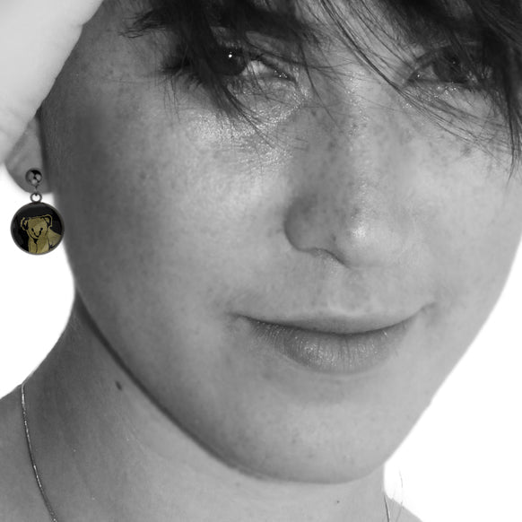 KOALA CLOSE-UP DANGLE DROP CIRCLE EARRINGS - MFY237S - on Satchel