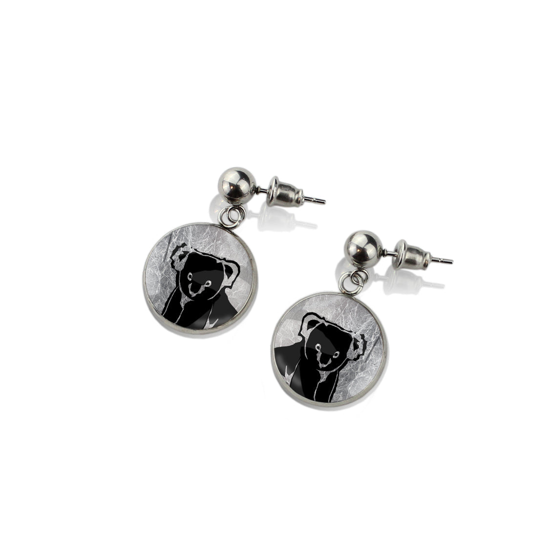 KOALA CLOSE-UP DANGLE DROP CIRCLE EARRINGS - MFY237 - in Circle Box