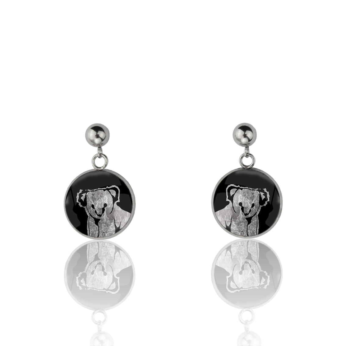 KOALA CLOSE-UP DANGLE DROP CIRCLE EARRINGS - MFY237 - in Circle Box