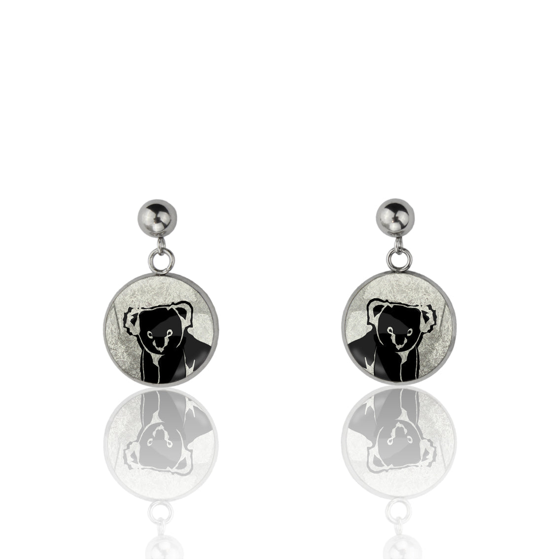 KOALA CLOSE-UP DANGLE DROP CIRCLE EARRINGS - MFY237 - in Circle Box