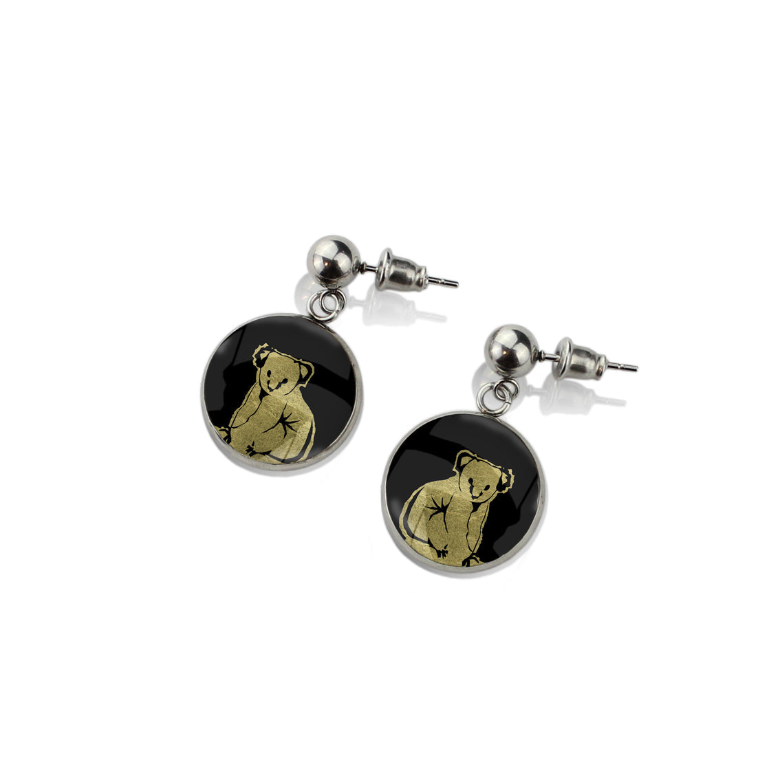KOALA DANGLE DROP CIRCLE EARRINGS - MFY238 - in Circle Box