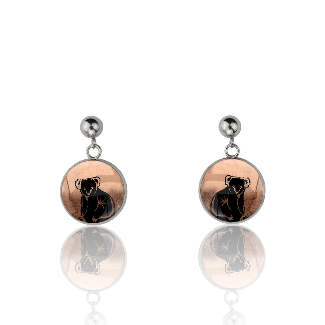 KOALA DANGLE DROP CIRCLE EARRINGS - MFY238 - in Circle Box