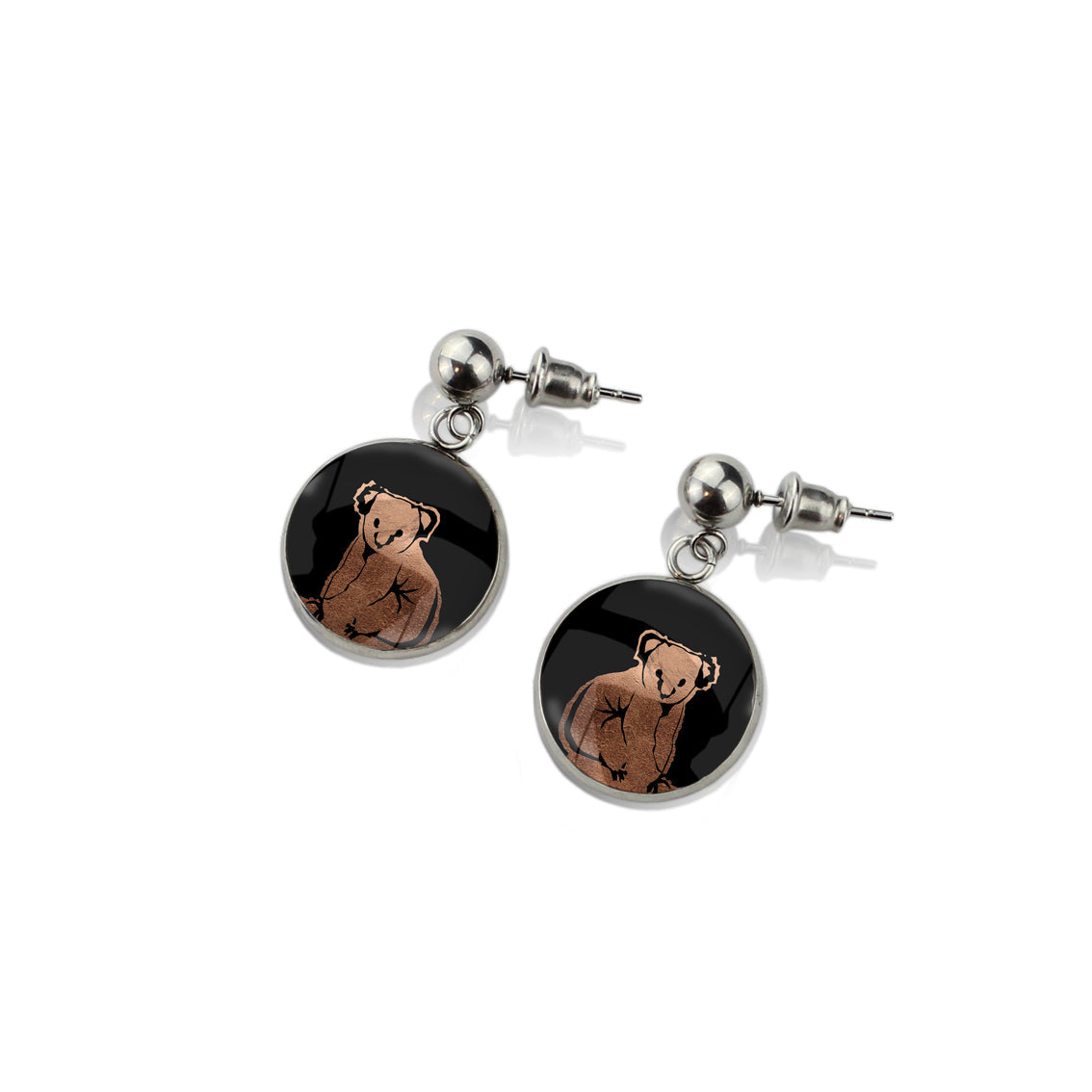 KOALA DANGLE DROP CIRCLE EARRINGS - MFY238 - in Circle Box