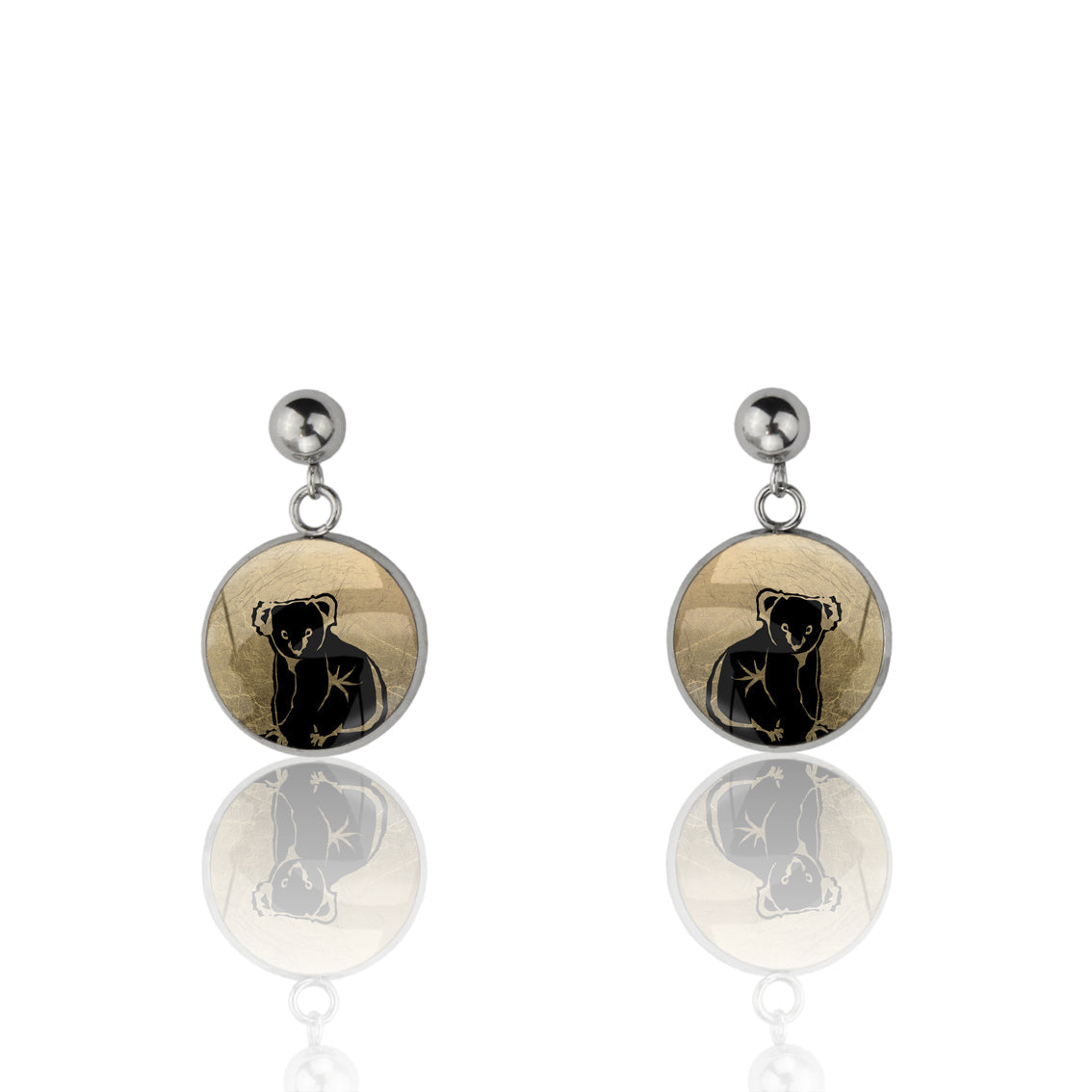 KOALA DANGLE DROP CIRCLE EARRINGS - MFY238S - on Satchel