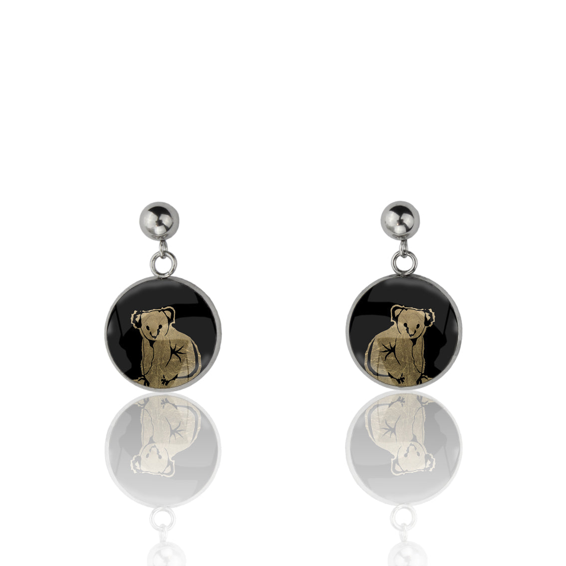 KOALA DANGLE DROP CIRCLE EARRINGS - MFY238 - in Circle Box