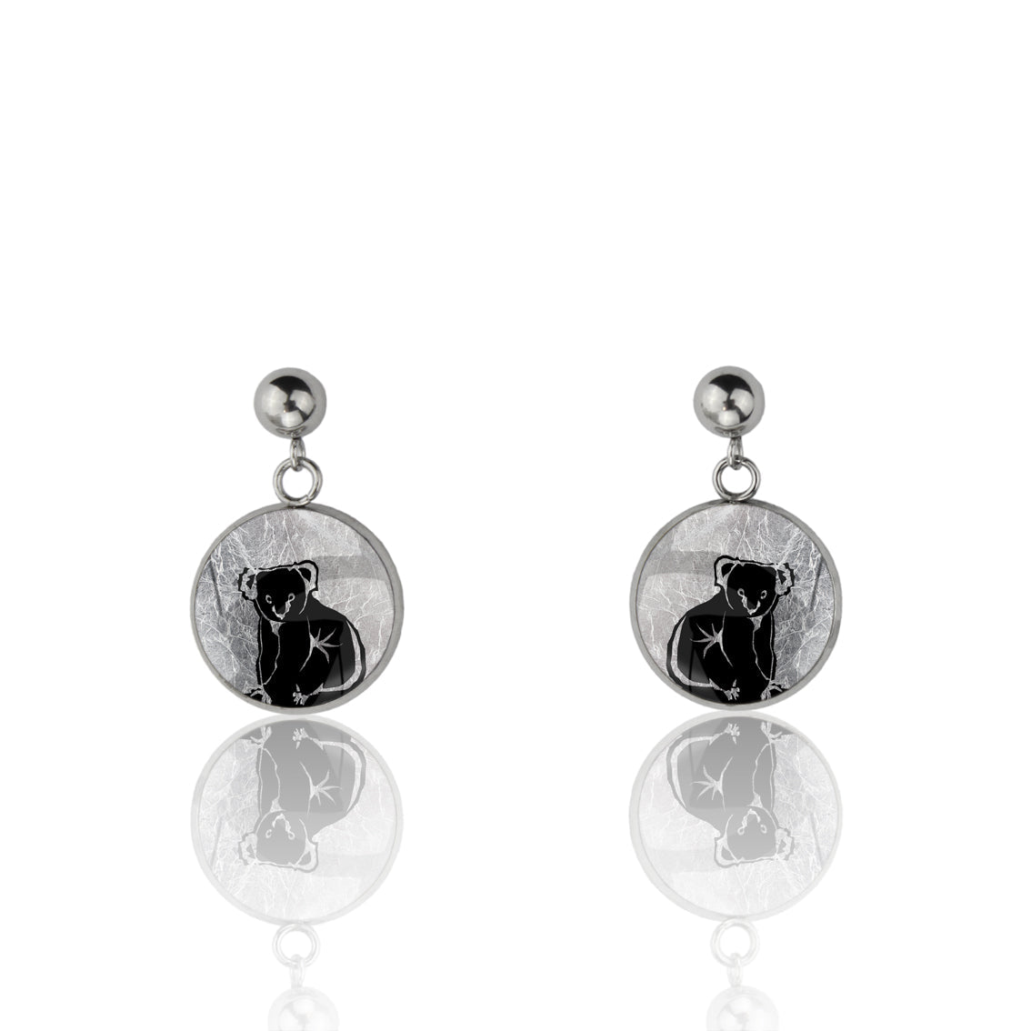 KOALA DANGLE DROP CIRCLE EARRINGS - MFY238S - on Satchel