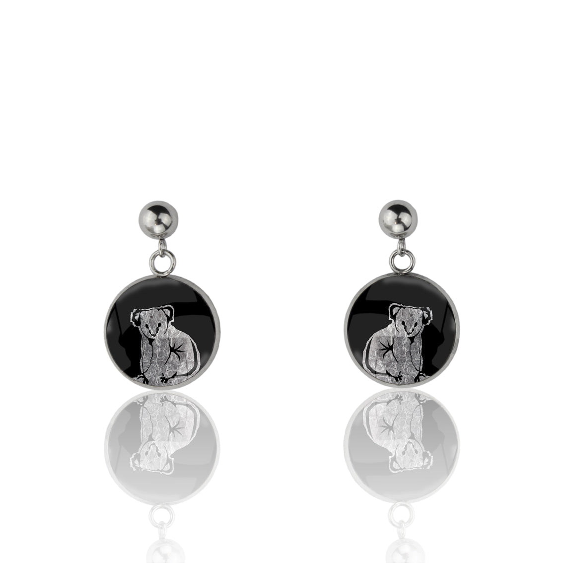 KOALA DANGLE DROP CIRCLE EARRINGS - MFY238S - on Satchel