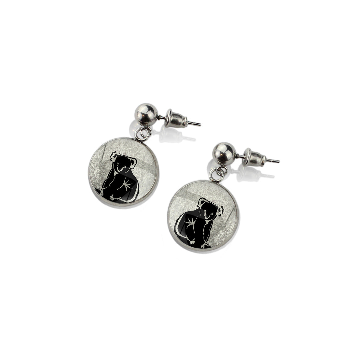 KOALA DANGLE DROP CIRCLE EARRINGS - MFY238 - in Circle Box