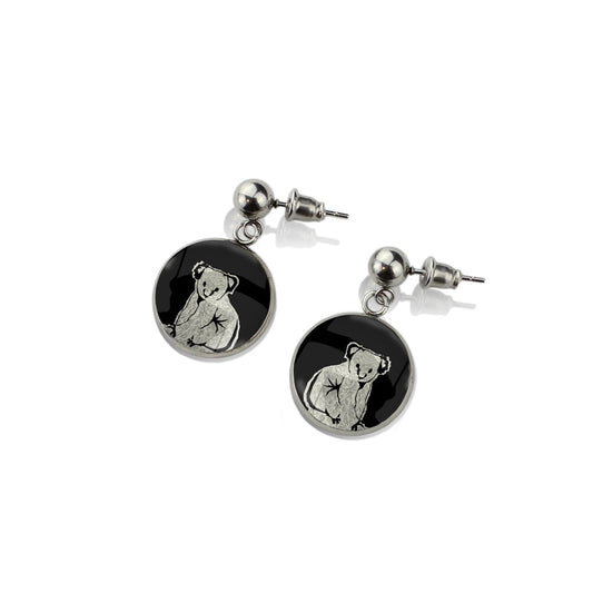 KOALA DANGLE DROP CIRCLE EARRINGS - MFY238S - on Satchel