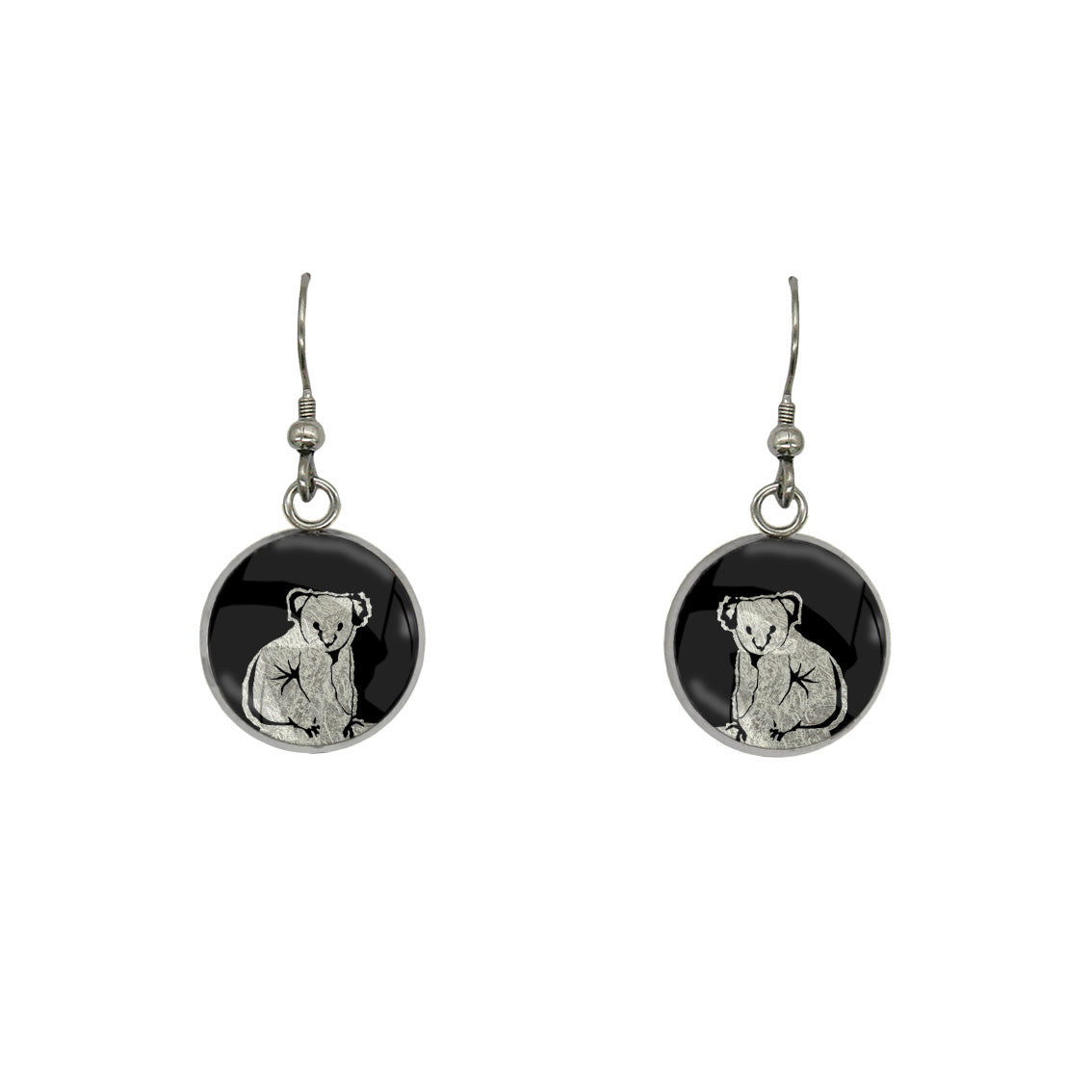 KOALA DANGLE DROP CIRCLE EARRINGS - MFY238S - on Satchel
