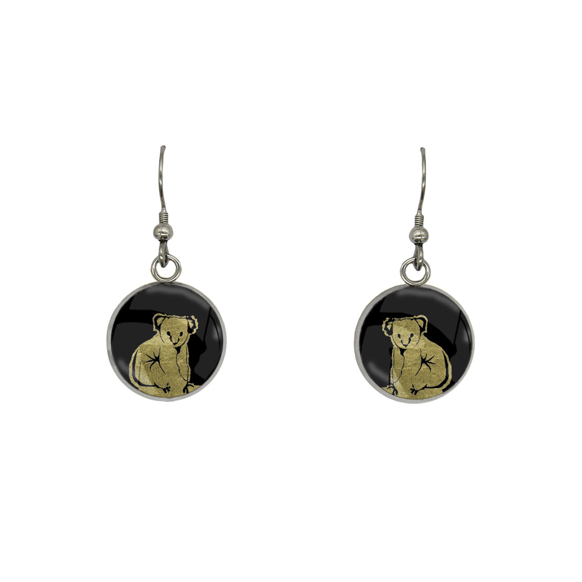KOALA DANGLE DROP CIRCLE EARRINGS - MFY238 - in Circle Box