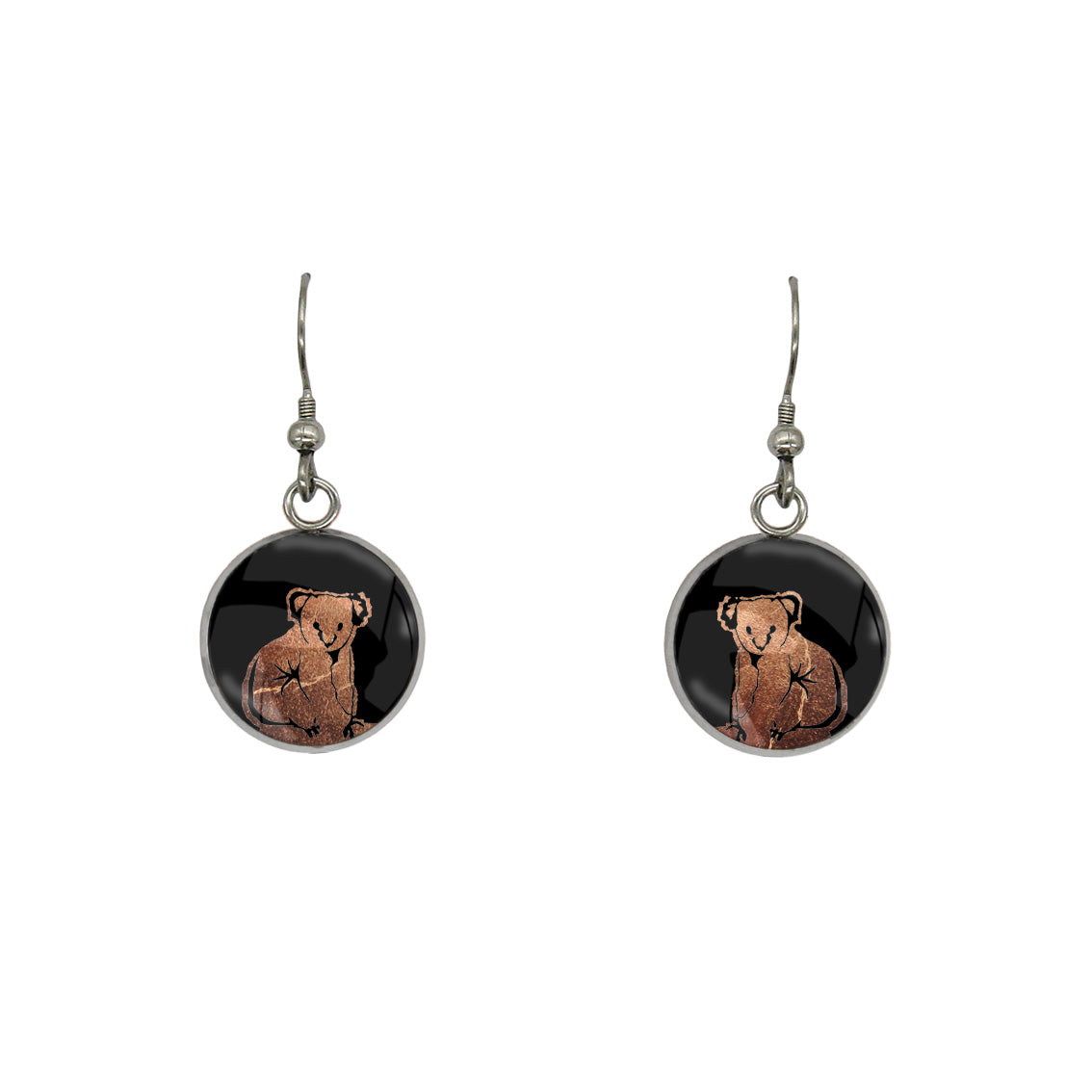 KOALA DANGLE DROP CIRCLE EARRINGS - MFY238S - on Satchel