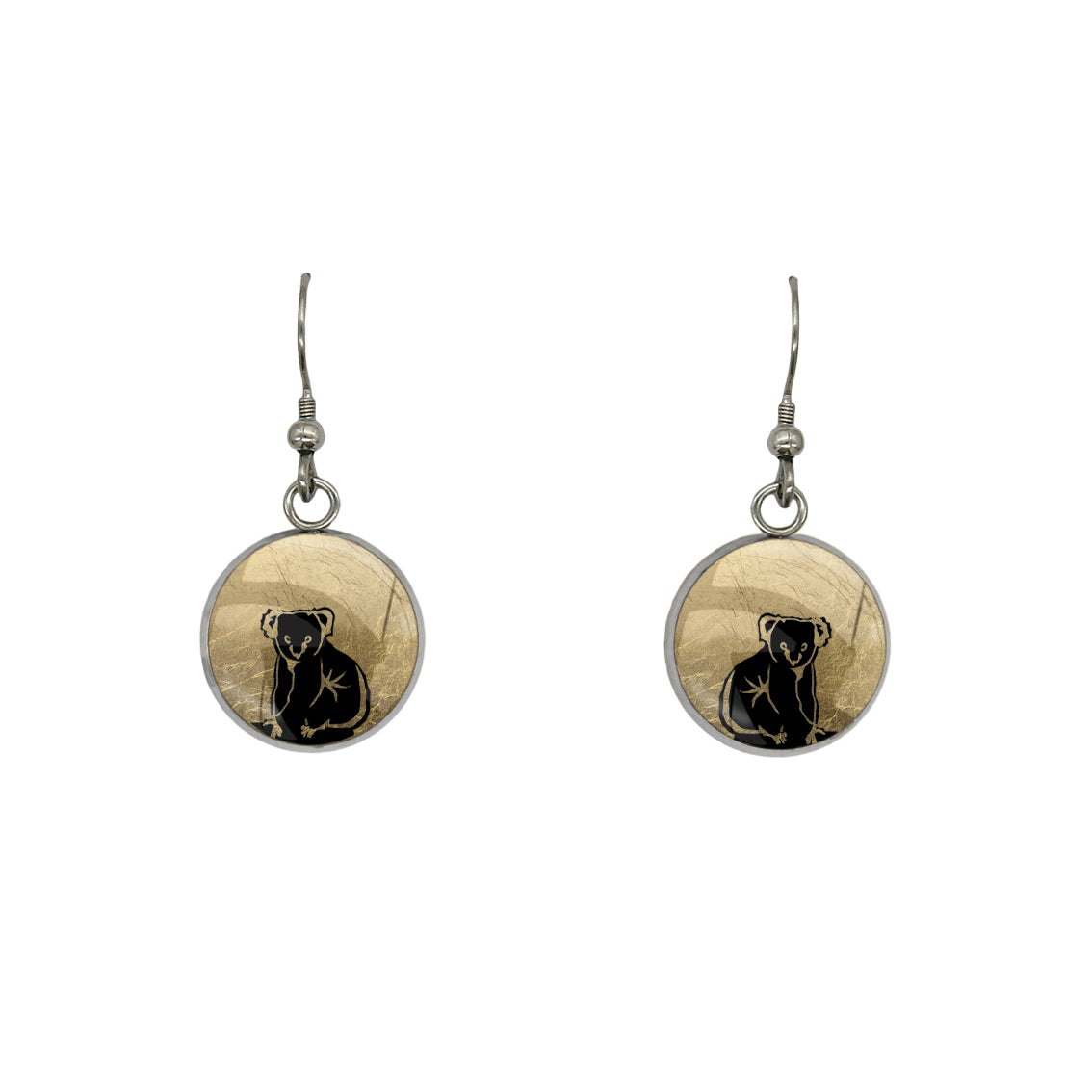 KOALA DANGLE DROP CIRCLE EARRINGS - MFY238 - in Circle Box