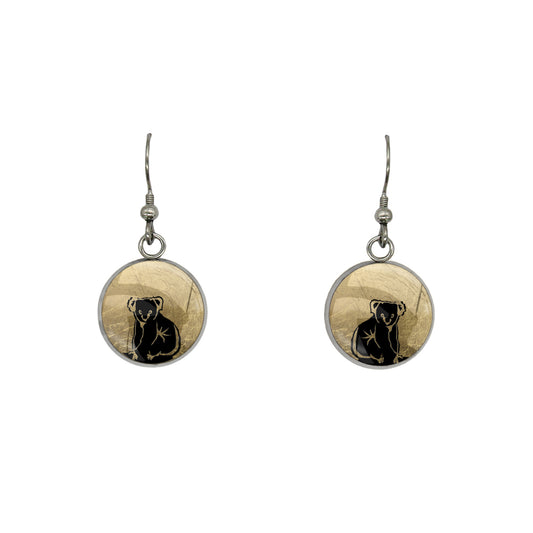 KOALA DANGLE DROP CIRCLE EARRINGS - MFY238S - on Satchel