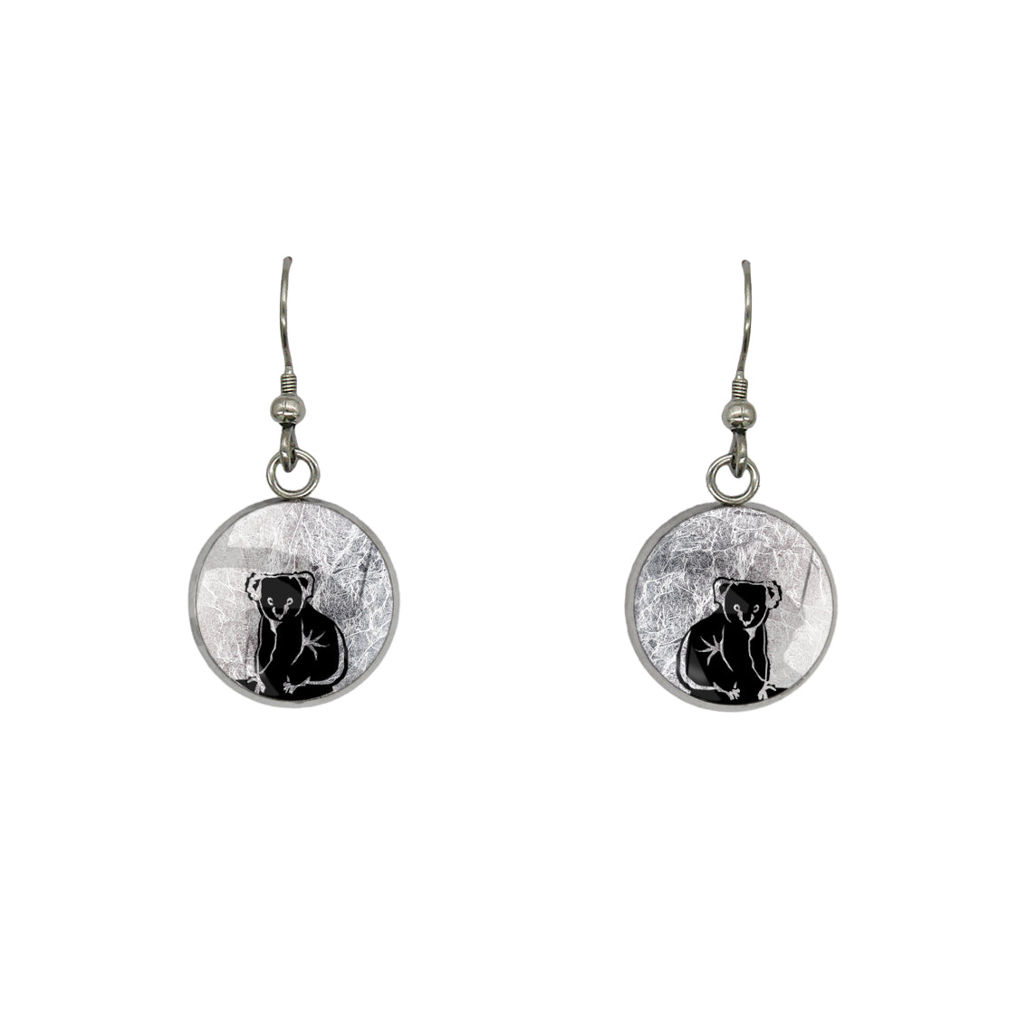 KOALA DANGLE DROP CIRCLE EARRINGS - MFY238 - in Circle Box