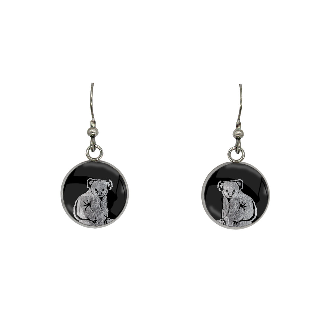 KOALA DANGLE DROP CIRCLE EARRINGS - MFY238S - on Satchel