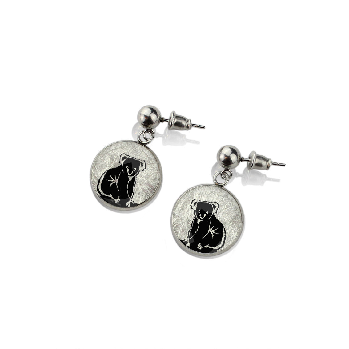 KOALA DANGLE DROP CIRCLE EARRINGS - MFY238S - on Satchel