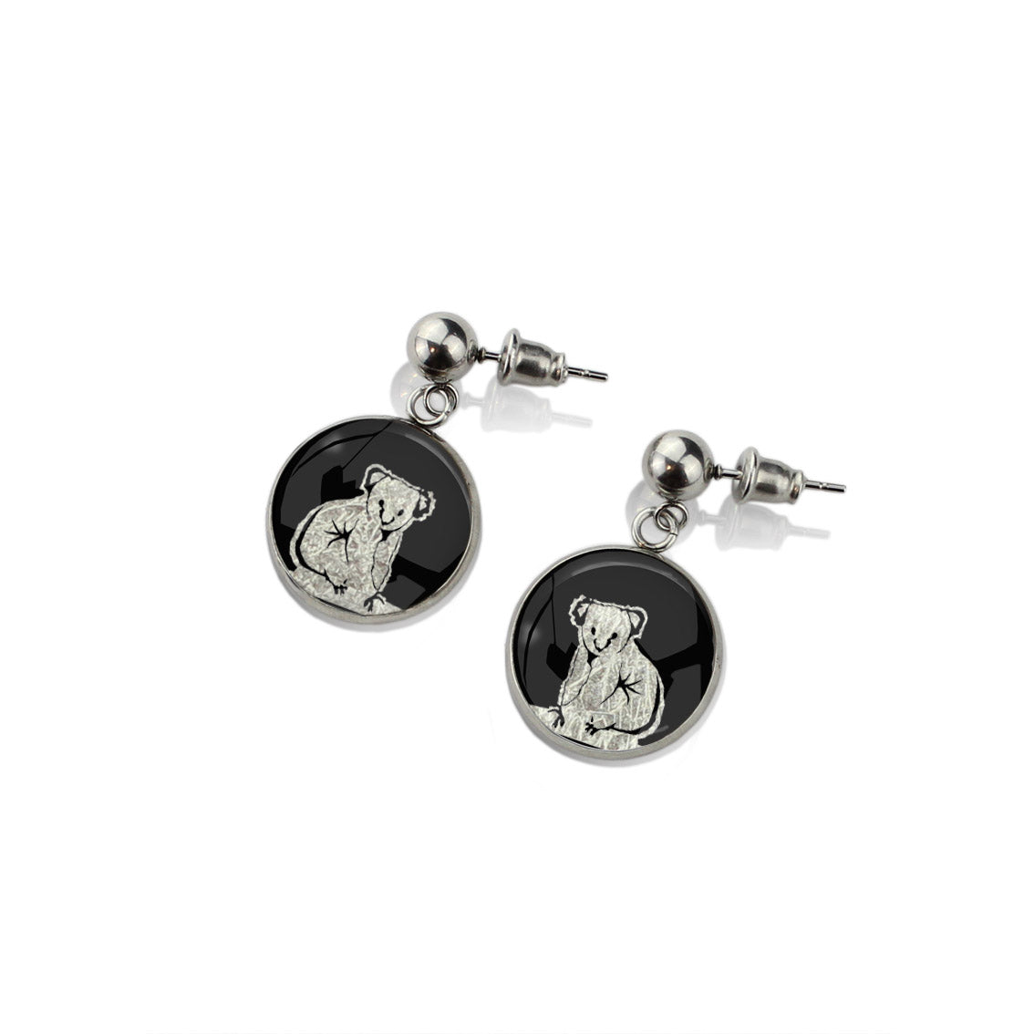 KOALA DANGLE DROP CIRCLE EARRINGS - MFY238S - on Satchel