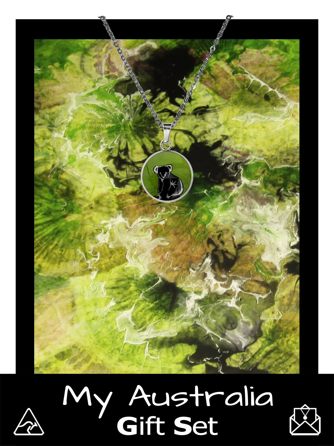 CARD AND ANIMALS FROM THE AUSTRALIAN BUSH GREEN GIFT SET - MAG002