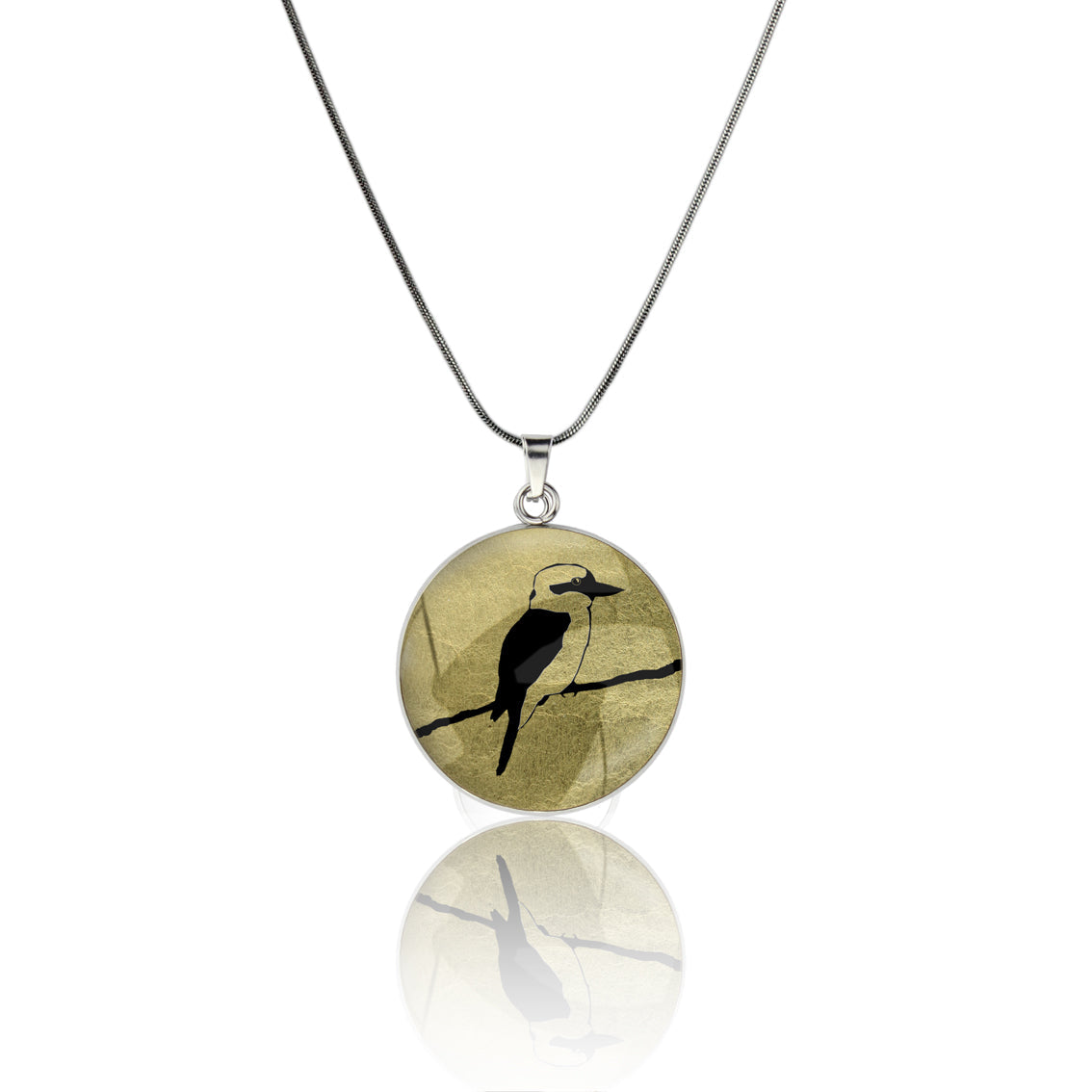 KOOKABURRA CIRCLE PENDANT ON A CHAIN NECKLACE - MFY150 - in Circle Box
