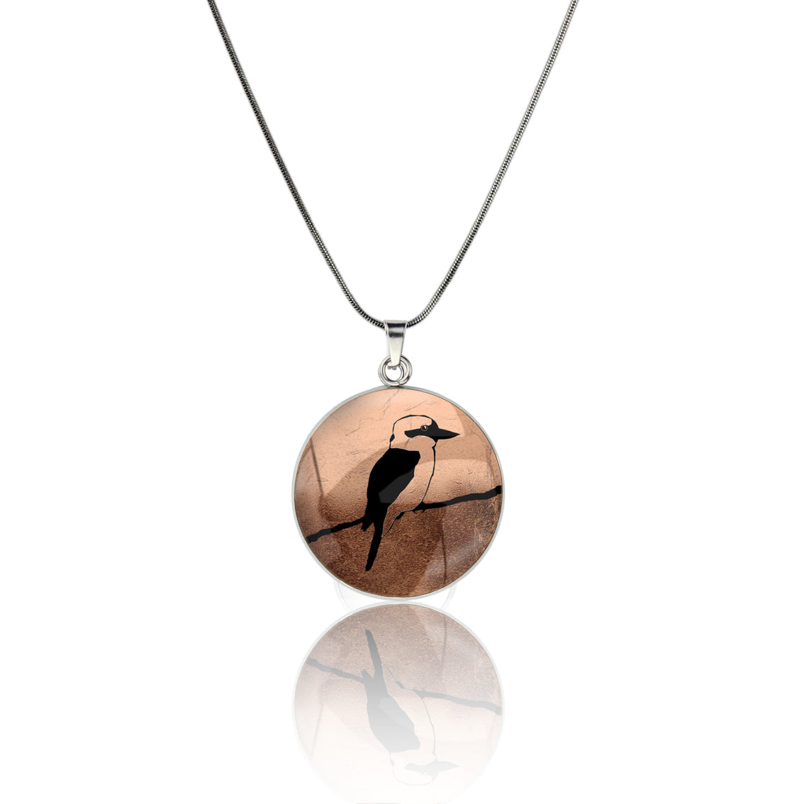 KOOKABURRA CIRCLE PENDANT ON A CHAIN NECKLACE - MFY150S - on Satchel