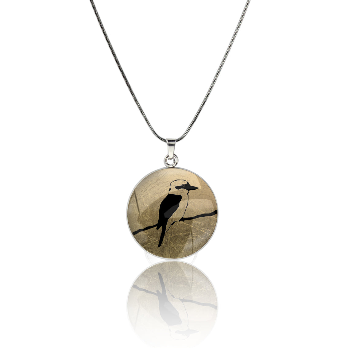 KOOKABURRA CIRCLE PENDANT ON A CHAIN NECKLACE - MFY150 - in Circle Box