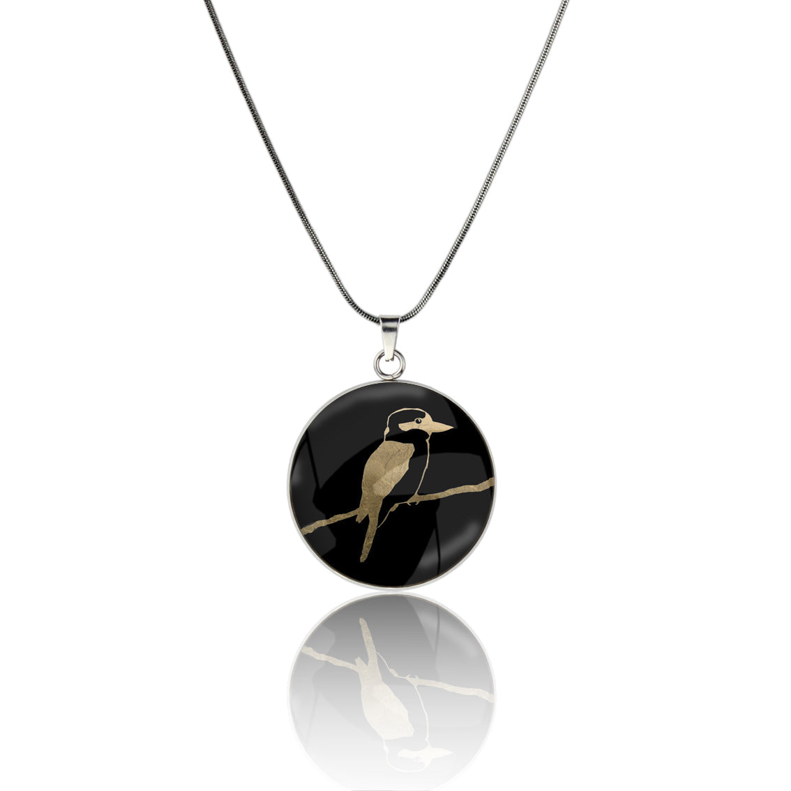 KOOKABURRA CIRCLE PENDANT ON A CHAIN NECKLACE - MFY150 - in Circle Box