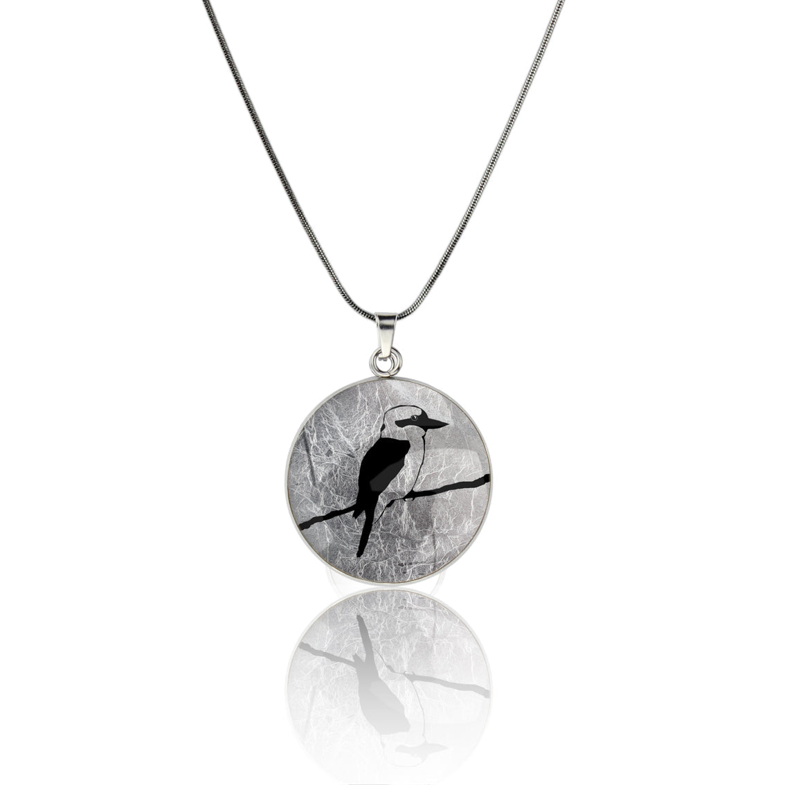KOOKABURRA CIRCLE PENDANT ON A CHAIN NECKLACE - MFY150S - on Satchel
