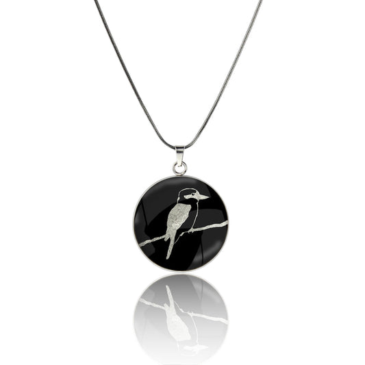 KOOKABURRA CIRCLE PENDANT ON A CHAIN NECKLACE - MFY150S - on Satchel