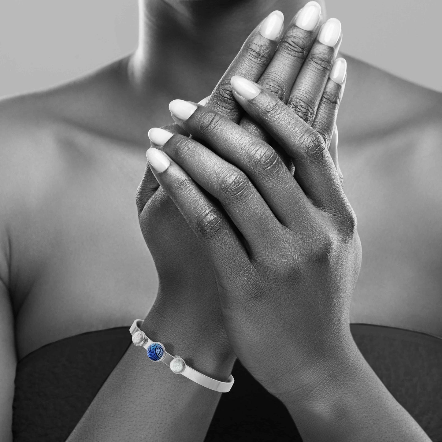 KIRSTY MINA BLUE ADJUSTABLE BLUE OPEN BANGLE - B109