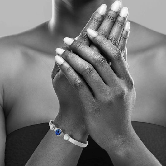 KIRSTY MINA BLUE ADJUSTABLE BLUE OPEN BANGLE - B109