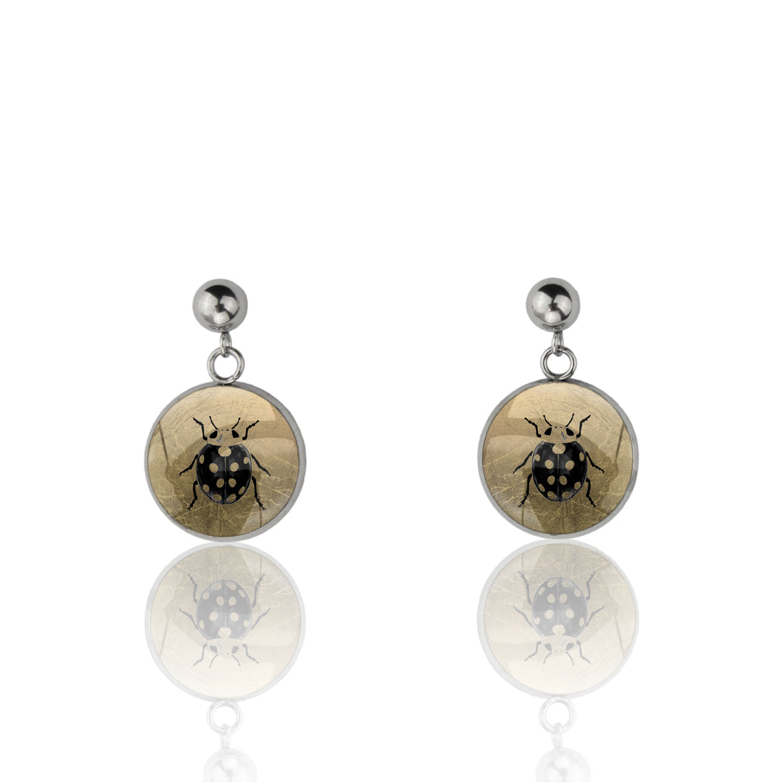 LADYBIRD DANGLE DROP CIRCLE EARRINGS - MFY263S - on Satchel
