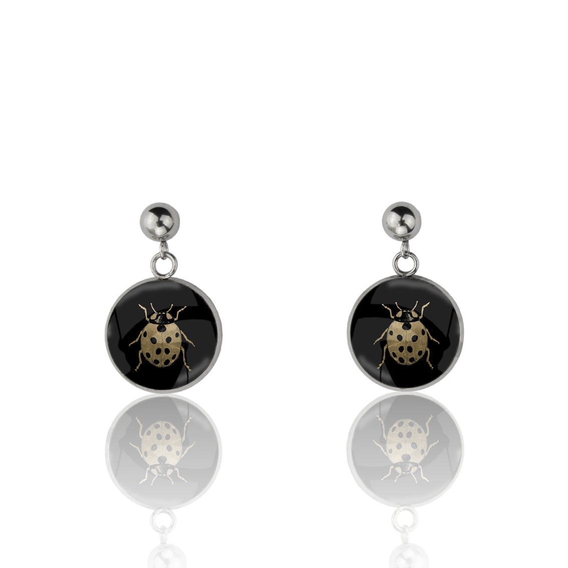 LADYBIRD DANGLE DROP CIRCLE EARRINGS - MFY263S - on Satchel