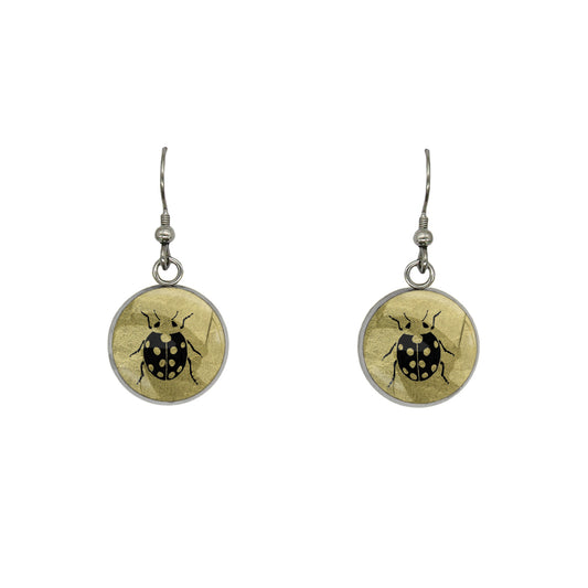 LADYBIRD DANGLE DROP CIRCLE EARRINGS - MFY263S - on Satchel