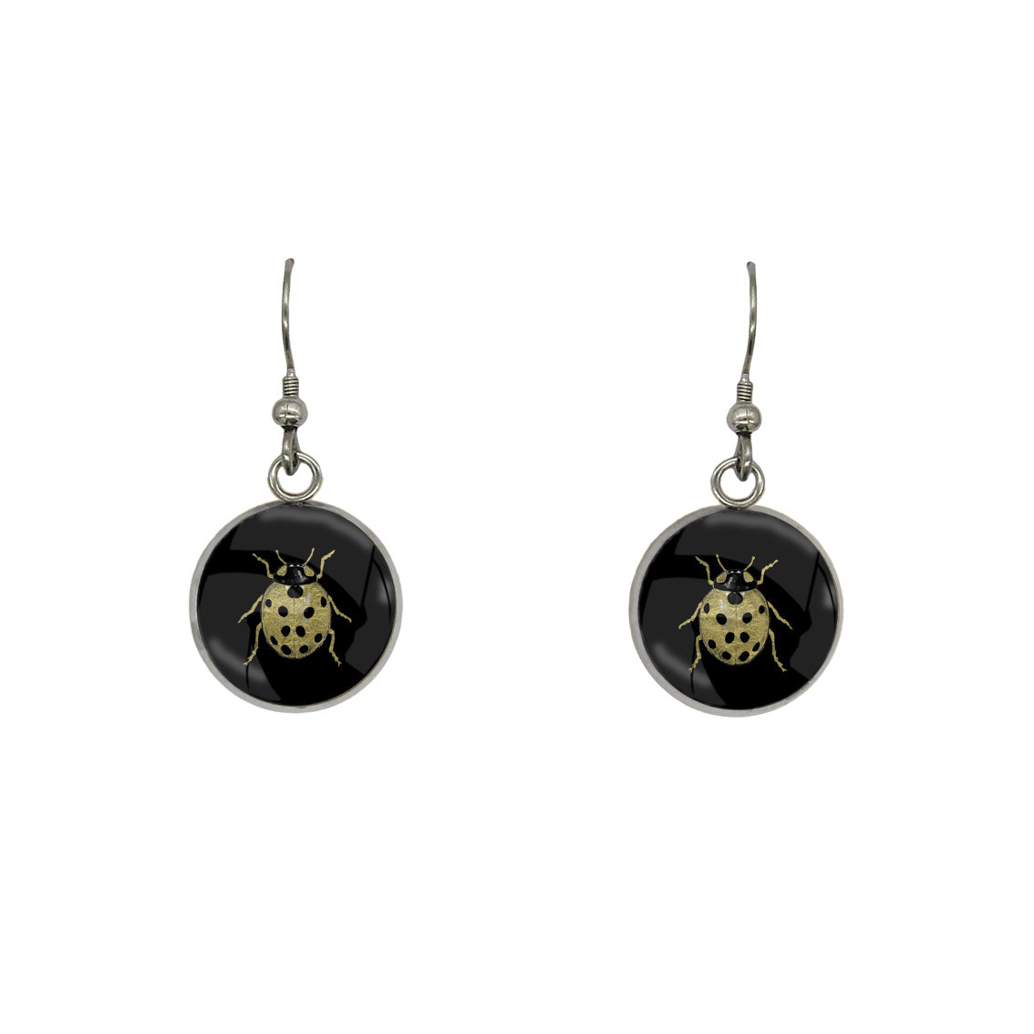 LADYBIRD DANGLE DROP CIRCLE EARRINGS - MFY263 - in Circle Box