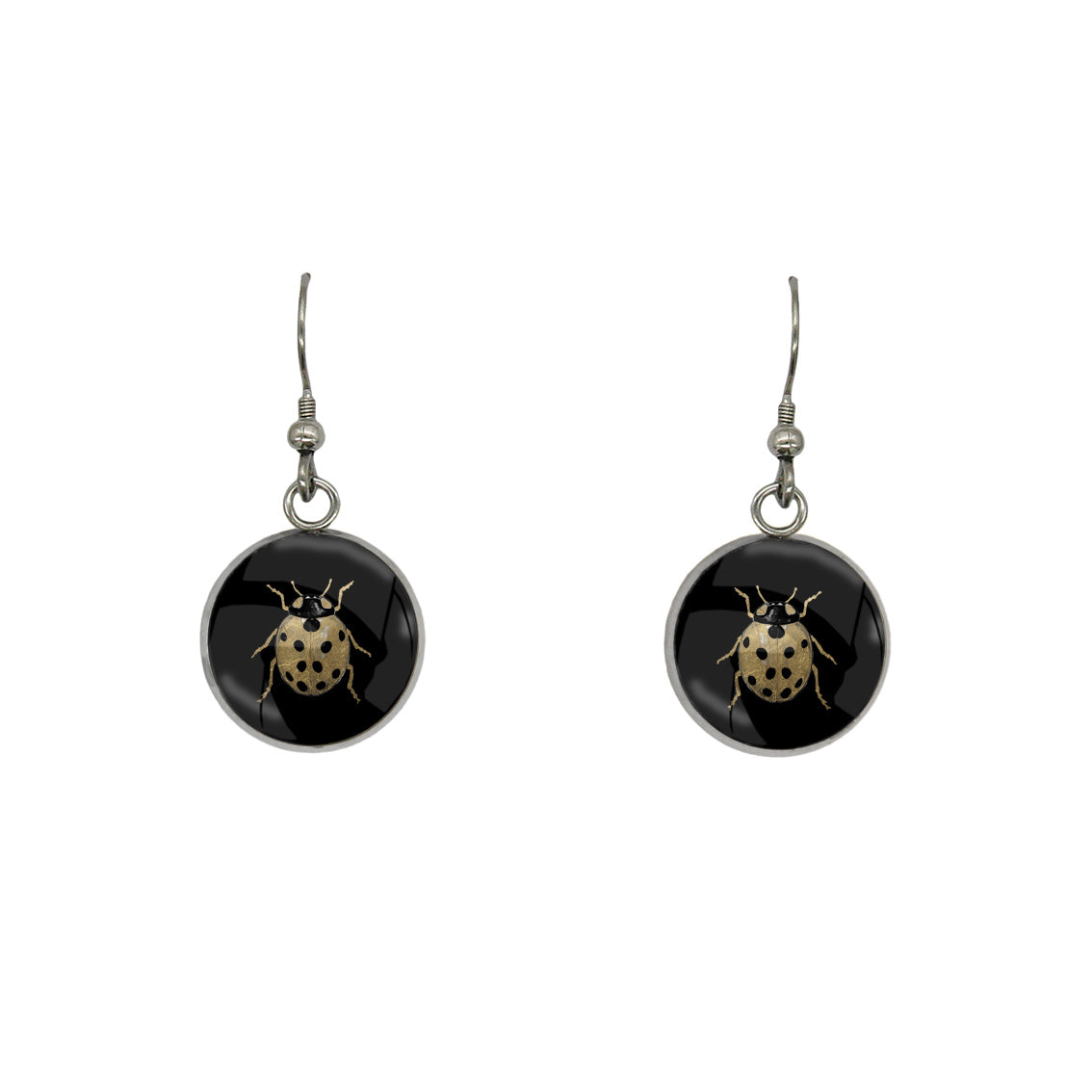 LADYBIRD DANGLE DROP CIRCLE EARRINGS - MFY263 - in Circle Box