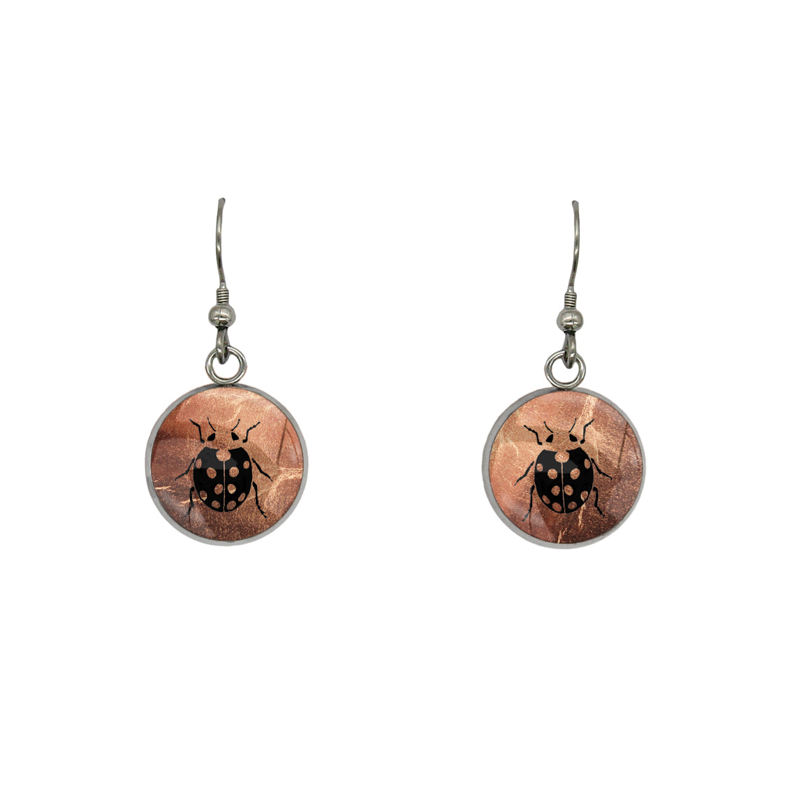 LADYBIRD DANGLE DROP CIRCLE EARRINGS - MFY263S - on Satchel